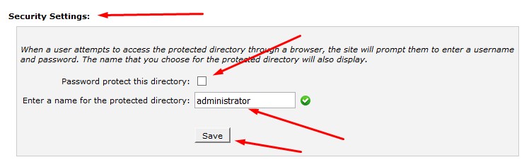 Add password to folderin cpanel